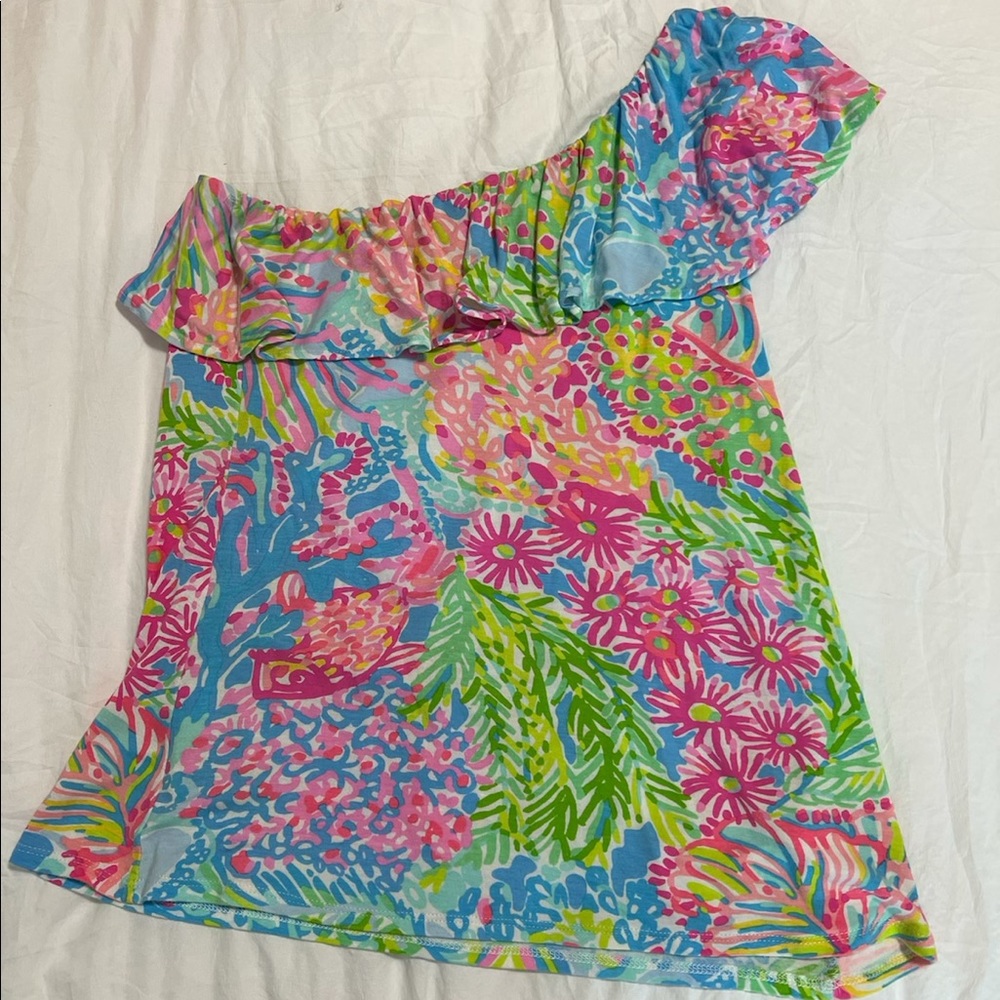 Lilly Pulitzer size small one shoulder ruffle top